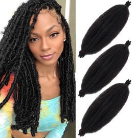 COOKOO Pre-Separated Springy Afro Twist Hair 18 Inch 3 packs Pre-Fluffed Spring Twist Hair Marley Twist Braiding Hair For Soft Locs Kinky Afro Twist Hair Synthetic Hair Extensions(5 Strands/Pack,1B#)