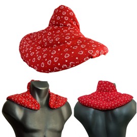 Neck pillow, heat pad with stand-up collar, red, a very cosy neck warmer.