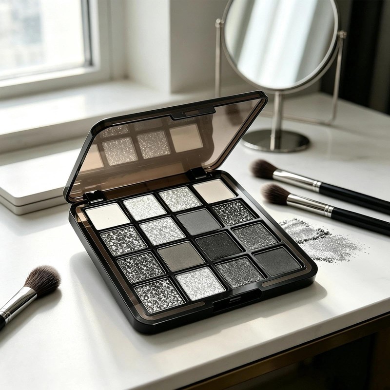 16 Colours Smokey Eye Palette,Black and White Smokey Eyeshadow Palette