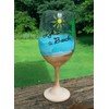 Life's a Beach Hand Painted Stemmed Wine Glass