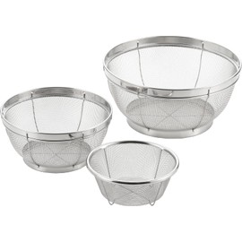 Yoshikawa Colander, 3-piece (5.9, 7.5, 9.8 inches (15, 19, 25 cm)) Stainless Steel, 3-Size Set Mizulead II, Tsubame Sanjo, Made in Japan, SJ3467