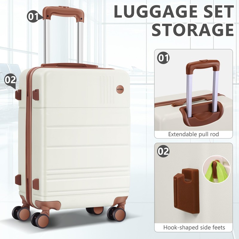 Hoteel Luggage Sets 4 Piece (4-YEARS WARRANTY), ABS+PC Suitcases with