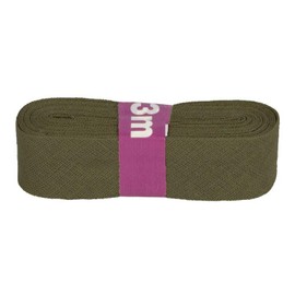 Bias Binding Tape, 3 m x 20 mm, Cotton Folded, 60 Colours, Hem Tape, Colour: 575 Olive Green