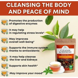 healblend Herbal Detox Tea: Cleanse Tea for Digestive Health, Natural Energy and Refreshing - All Organic Healthy Cleansing Formula, Vegan - 28 Servings