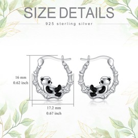 PROESS Panda Earrings for Women 925 Sterling Silver Bamboo Hoop Earrings Panda Jewellery Christmas Birthday Gifts