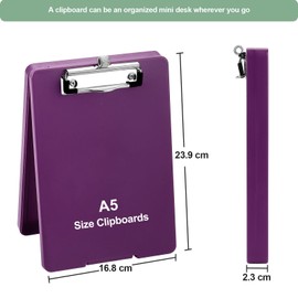 A5 Clipboard with Storage,Storage Clipboard with Pen Holder for Office Supplies,Nurse Clipboard with Low Profile Clip Clipboards,for Student Teacher Folder Clipboard School Supplies Clip Board-Purple