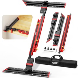 Stair Tread Template Tool, Integrated Solid Aluminum Alloy Stair Tread Jig – No Assembly Required, 23" to 64.2" Stair Tread Tool, Stair Measuring Tool with Edge Stops (Black)