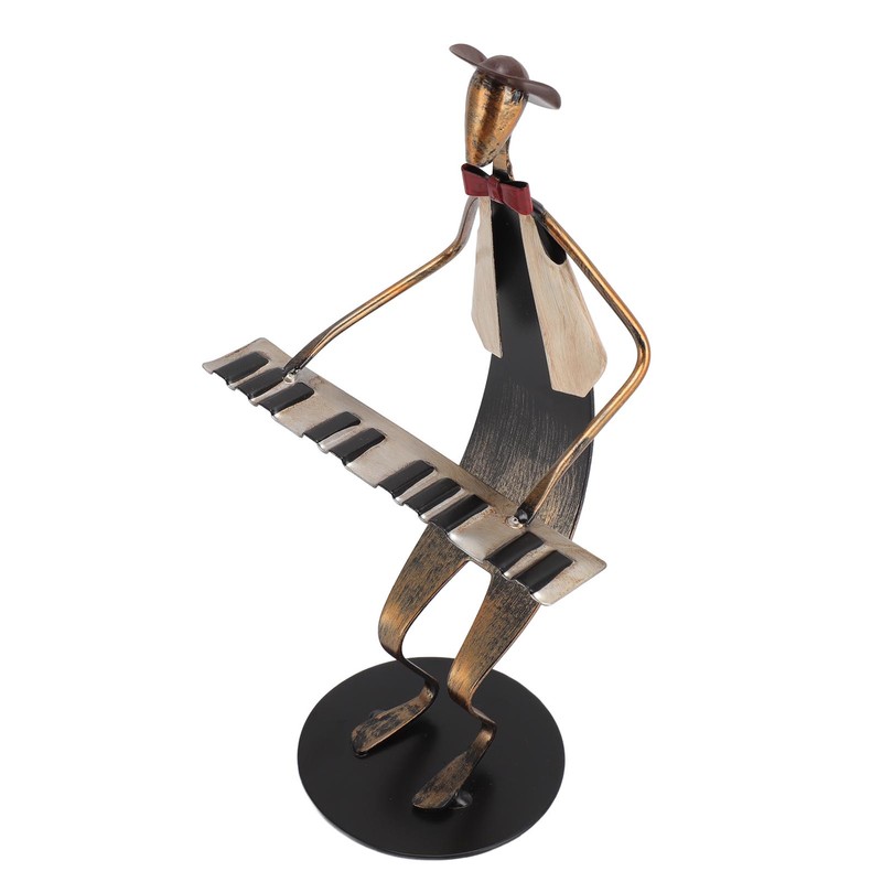 Piano Player Figurine Stable Base Elegant Decorative Metal Musical Statue