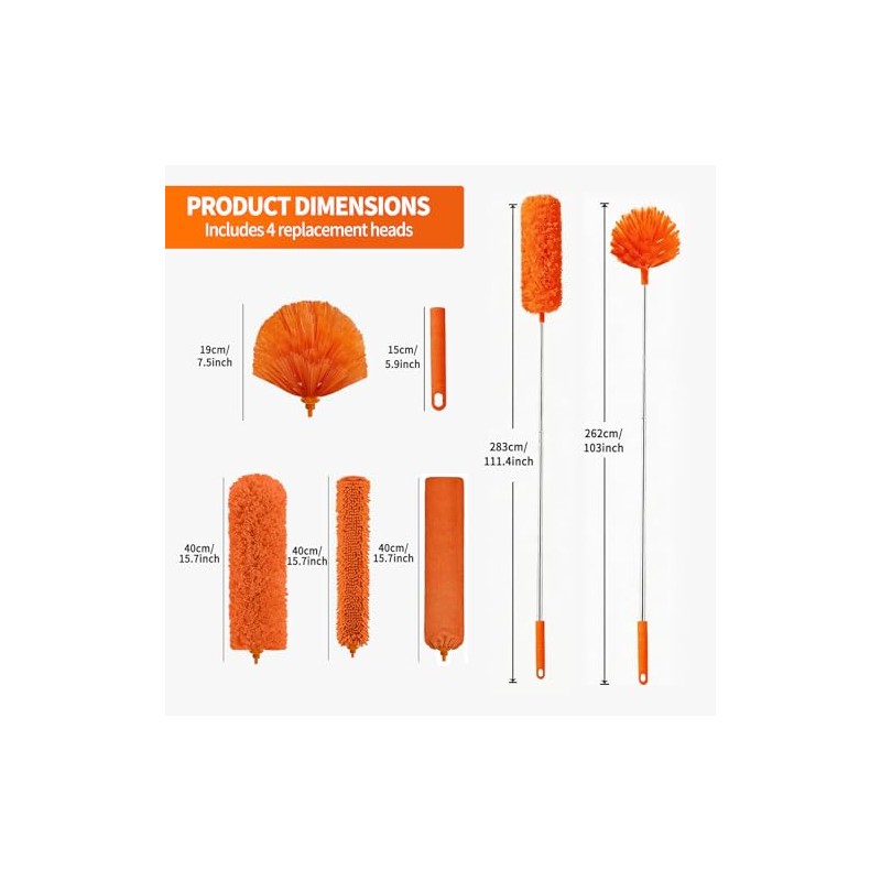 Hohoky 7-Piece Cobweb Duster Kit with Telescoping Pole