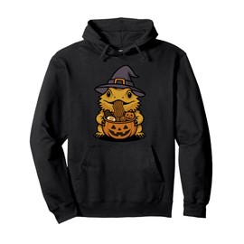 Spooky Bearded Dragon Pumpkin Japanese Ramen Noodles Pullover Hoodie