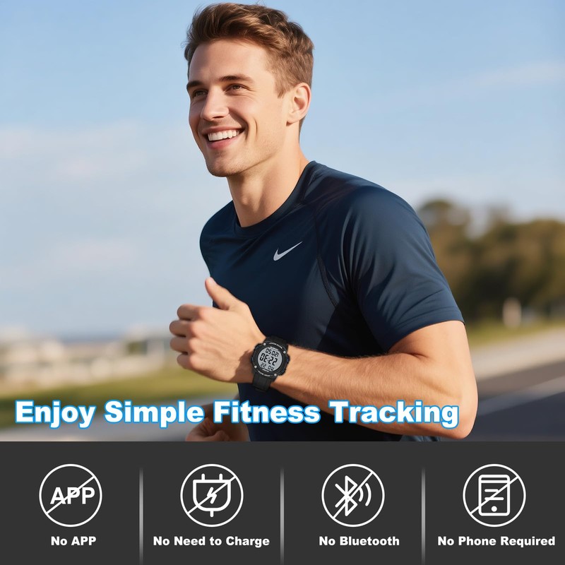 AVTREK Waterproof Pedometer Watch Step Counter for Walking No APP/Bluetooth