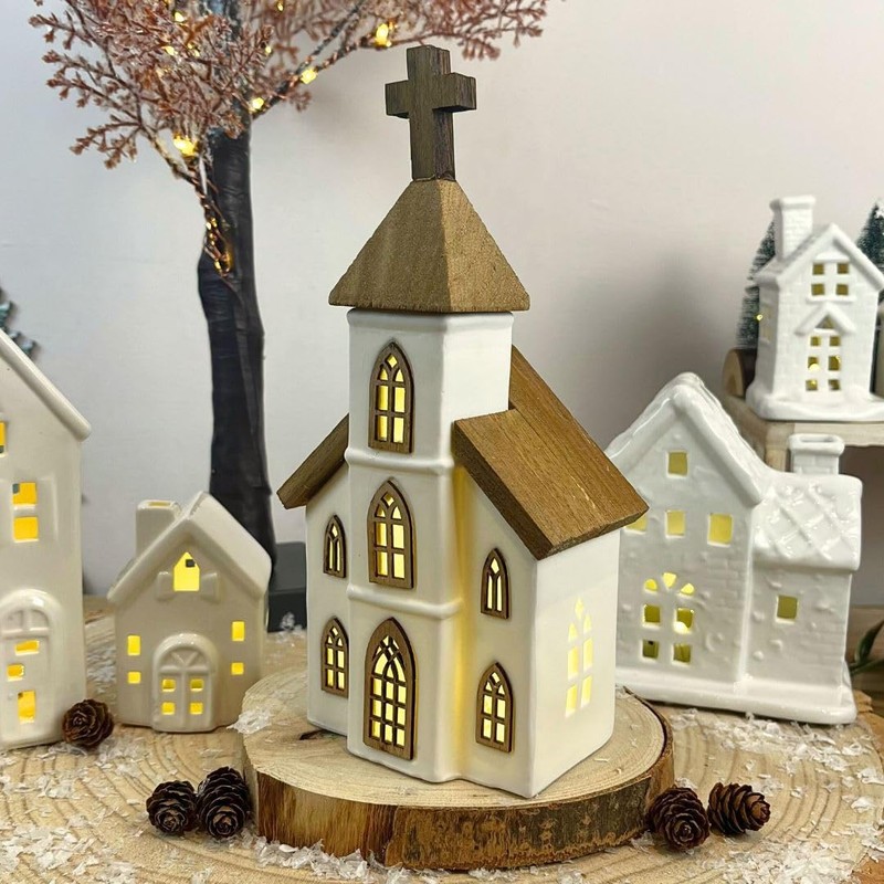 Carousel Home LED Ceramic Christmas Church | Light Up Ceramic