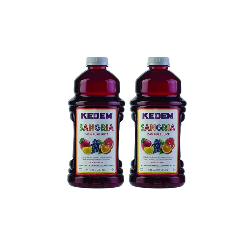 Kedem Sangria Soft Drink, Made of 100% Pure Juice, 64oz,