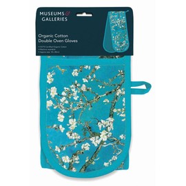 Doppelte Ofenhandschuhe – Bio-Baumwolle – Vincent Van Gogh – Mandelzweige im blühenden Blumen-Design – stilvolles Küchengeschirr