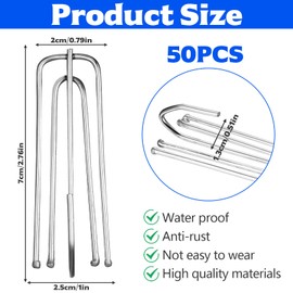 Pack of 50 Stainless Steel Curtain Hooks, Metal Curtain Hooks, 4 Prongs, Pinch Curtain Hooks for Rails, Curtain Rings, Curtains Hooks for Curtains, Pleated Hooks, Curtain Hangers, Curtain Hooks