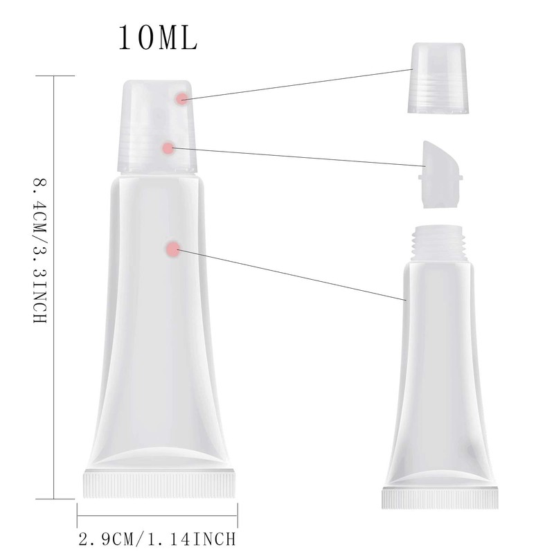 30pcs - 10ml Mini Clear Refillable Empty Tubes Lip Gloss