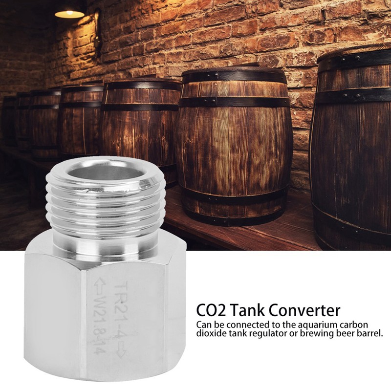CO2 Tank Cylinder Adapter Converter Silver Female Thread TR21-4 to