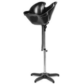 Hair Washing Sink, Portable Salon Deep Shampoo Basin Sink Hair Washing Bowl Shampoo Basin with Drain Hose for Home Barber Shop Salon Max Height 54Inch (Black Without Tank)