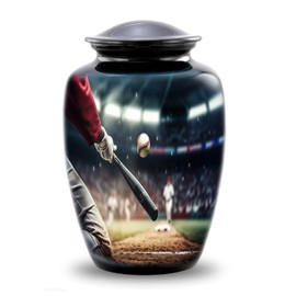 Baseball Cremation Urn for Adult Ashes – Full Size Sports Memorial Urn – Baseball Lovers Funeral Tribute Urn Up to 210 lbs with Velvet Bag (Large)