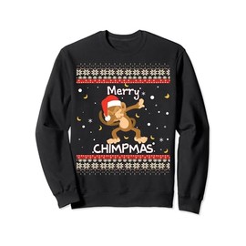 Merry Chipmas Ugly Monkey Christmas Sweater Jumper Pajamas Sweatshirt
