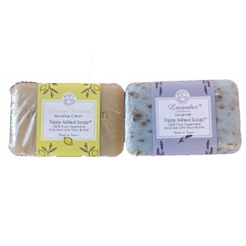Trader Joe's Bisous De Provence Triple Milled Bar Soap 100% Pure Vegetable Enriched With Shea Butter 2 Scent Bundle- 1 Lemon Verbena (Verveine-Citron) & 1 Lavender With Flowers (Lavande) (2 Bars Total
