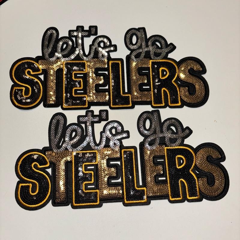 Let's Go Steelers Chenille Patch with Iron On Backing -