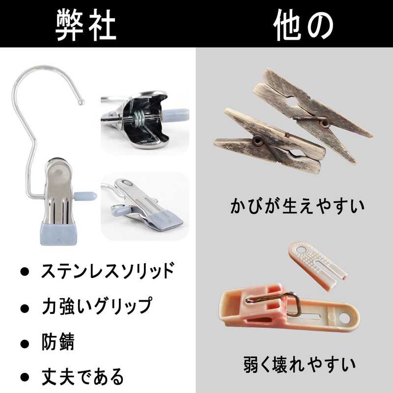 MITUKE 2023 Strong Type Mono Clip, Clothespins, Pinch, Stainless Steel,
