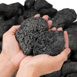 Onlyfire 10 lb Large Black Lava Rocks, Volcanic Lava Stones for Outdoor Fire Pits, Indoor Fireplaces, Fire Bowl, Gas Logs and Landscaping, 2.75-5 Inch