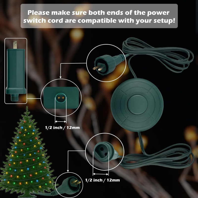 Goodsby Lights Mode Power Cord for Christmas X-Mas Tree Lights,