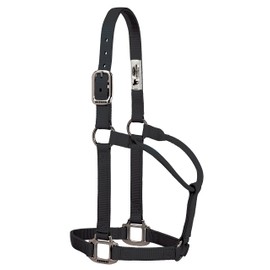 Weaver Leather 35-7385-BK Original Non-Adjustable Nylon Halter with Chrome Plated Hardware, Black, 1" Average Horse
