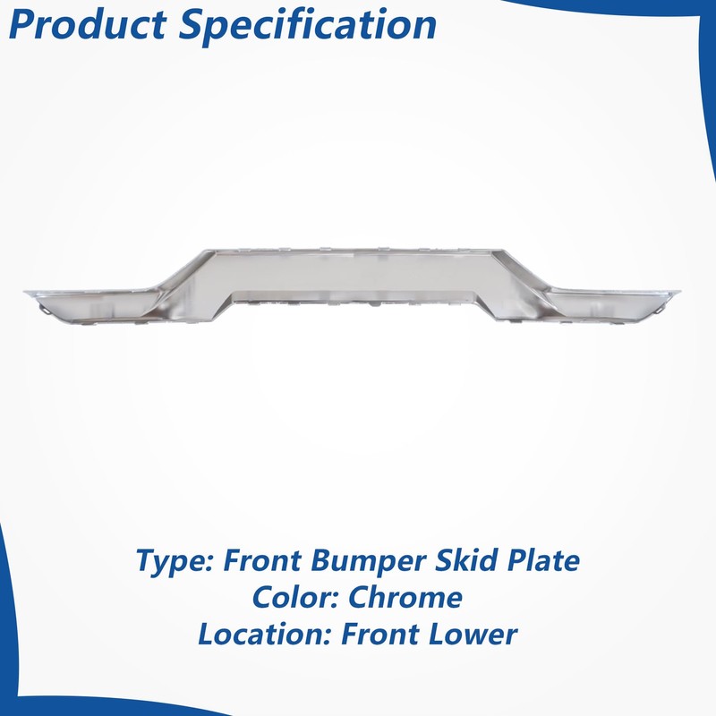 WFLNHB Chrome Front Bumper Skid Plate Replacement for Silverado 1500