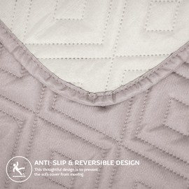 Moonlight Bedding Water Resistant Sofa Cover 2 Seater Sofa Protectors from Pets Reversible Couch Covers Non-Slip Washable Furniture Slipcovers with Elastic Straps for Kids Dogs (Loveseat, Beige/Cream)