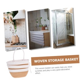 KOMBIUDA Cotton Rope Hanging Storage Basket Round Woven Baskets for Desk Key Holder Plant Pot Decorative Wall Organizer
