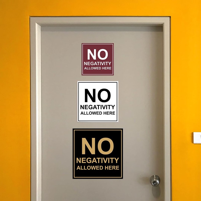Signs ByLITA Square No Negativity Allowed Here Sign(Navy Blue/Gold) -
