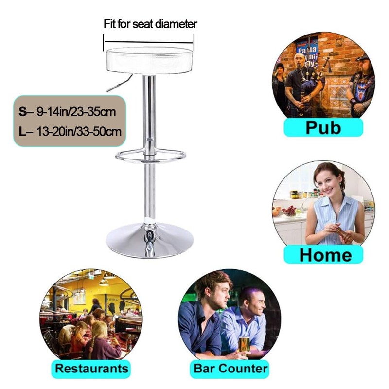 Levoberg Stool Cover Round 4 Pack Printed Bar Stool Seat