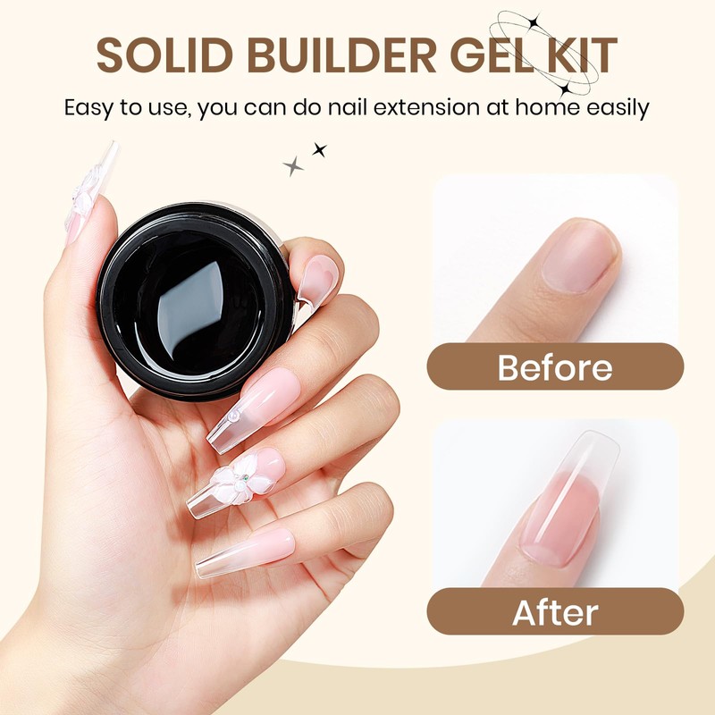 SUPWEE Solid Builder Gel - 2PCS Clear 3d Gel for