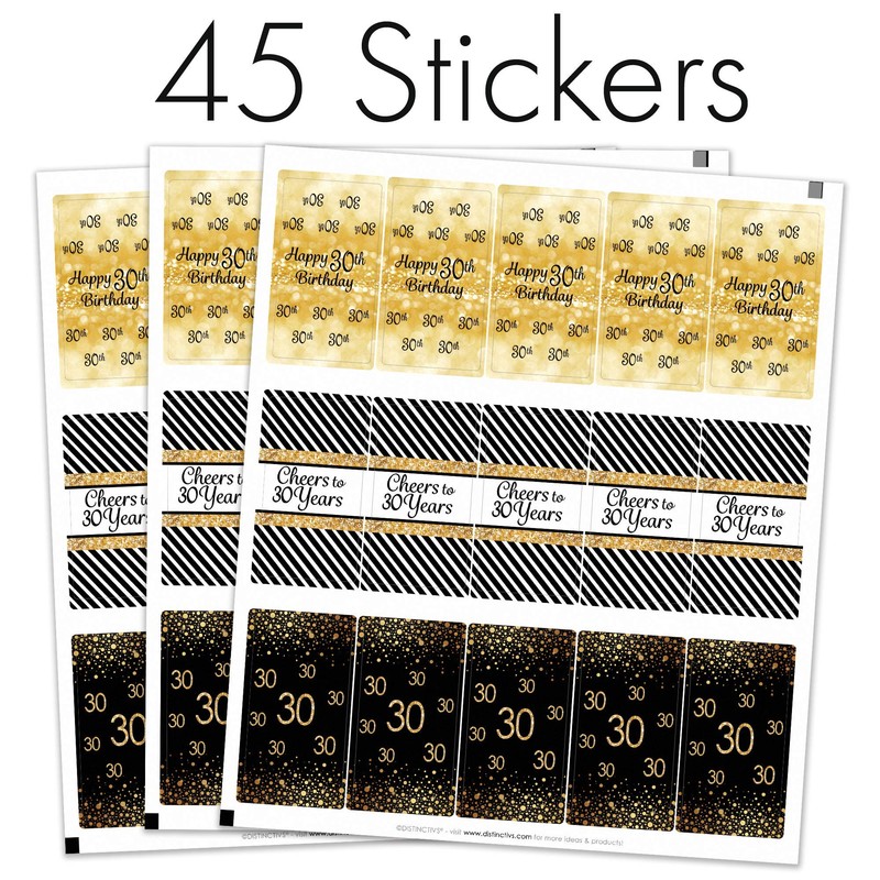 Black and Gold 30th Birthday Party Mini Candy Bar Wrappers