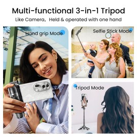 LINBER Mini Selfie Stick Tripod with Detachable Remote, 3 in 1 Portable Phone Handle Grip with 2 Cold Shoes, Short Phone Tripod for Vlog Livestreaming Photography(Black)