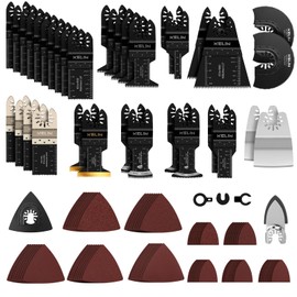 KELIN 120 PCS Multitool Blade Kits Cutting and Sandpaper Oscillating Tool Accessories Universal Oscillating Saw Blades, 11 Types Blades Compatible with Dewalt Bosch Dremel Milwaukee