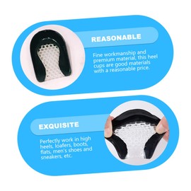 Ipetboom 2 Pairs Heel Pads Shock Absorbing Cushions for Foot Care Invisible Heightening Half Pads Black Relieves From Heel Spurs Plantar