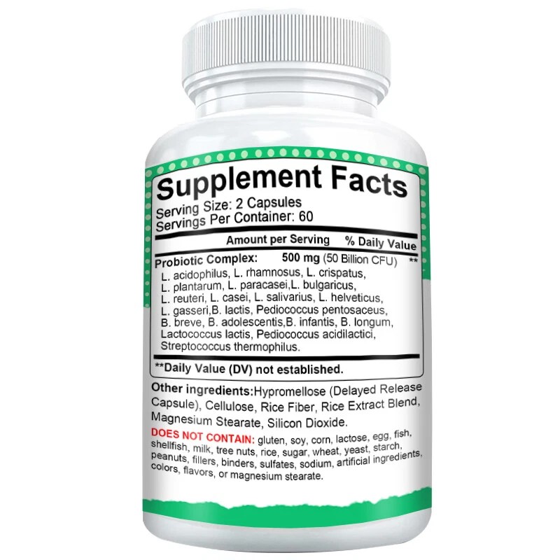 50 Billion Probiotics CFU Potency Gut Health Women Men 30/60/120