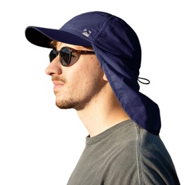 TOP-EX Mens Baseball Cap with Neck Flap Waterproof Sun Hat with Neck Shade Cover UV SPF Protection Caps for Fishing Safari Outdoor Hiking Navy Blue X-Large