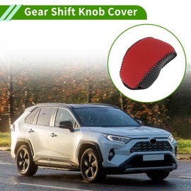 HOPESPANNER Gear Shift Knob Cover for Toyota RAV4 2019-2024 Anti-Slip Red Black Faux Leather 1 Pc Stick Shifting Handle Protector