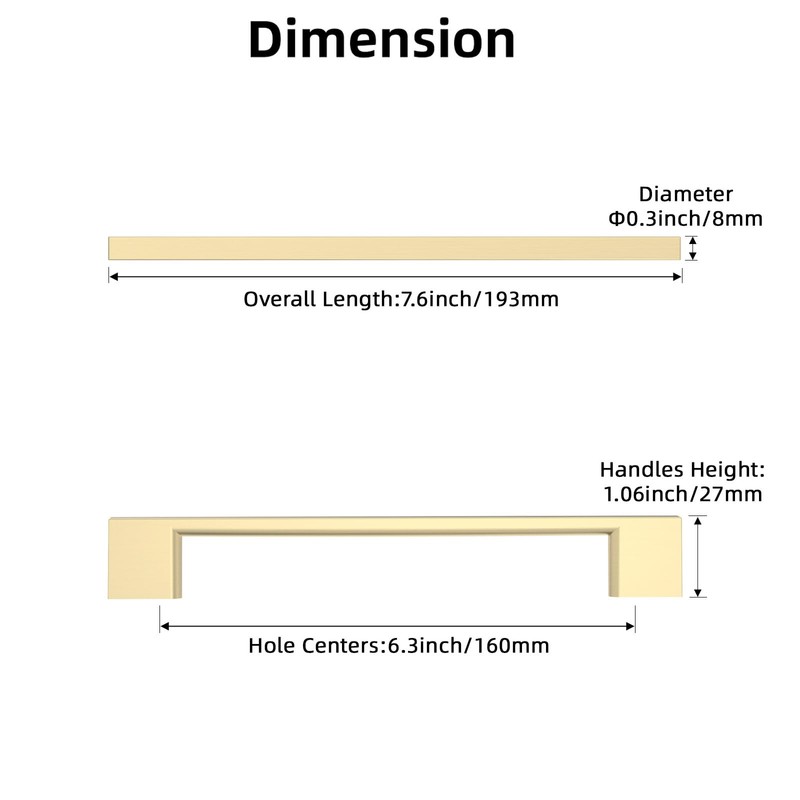 ELEBUILD 6 Pack 160mm Chrome Cabinet Handles Modern Slim Kitchen
