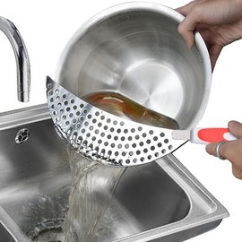 Cabilock Water Filter Separator 14.6 Inch Kitchen Strainer Colander for Fruits Vegetables Pasta with Handle Drain Board