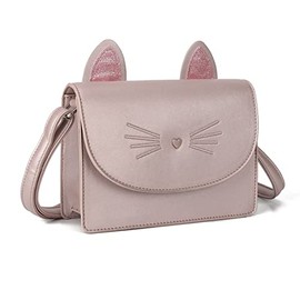 AFKOMST Cute Purses for Teen Girls Small Shoulder Bag and Handbags Cat Gift for Kids, purple