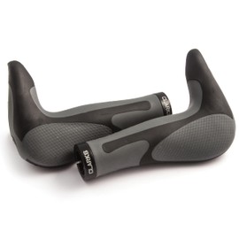 Clarks Cycle Systems CE-205 Ergonomic Lock-On Grips with Intergrated Bar End Grips, Black/Grey, 130mm