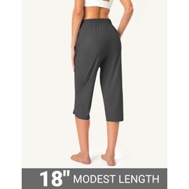 FitsT4 Sports Women's Swim Capris Pants 18" Quick Dry UPF 50+ Lightweight Beach Modest Swimsuits Bottoms with Mesh Pockets for Swimming Surfing Kayaking Gray XL