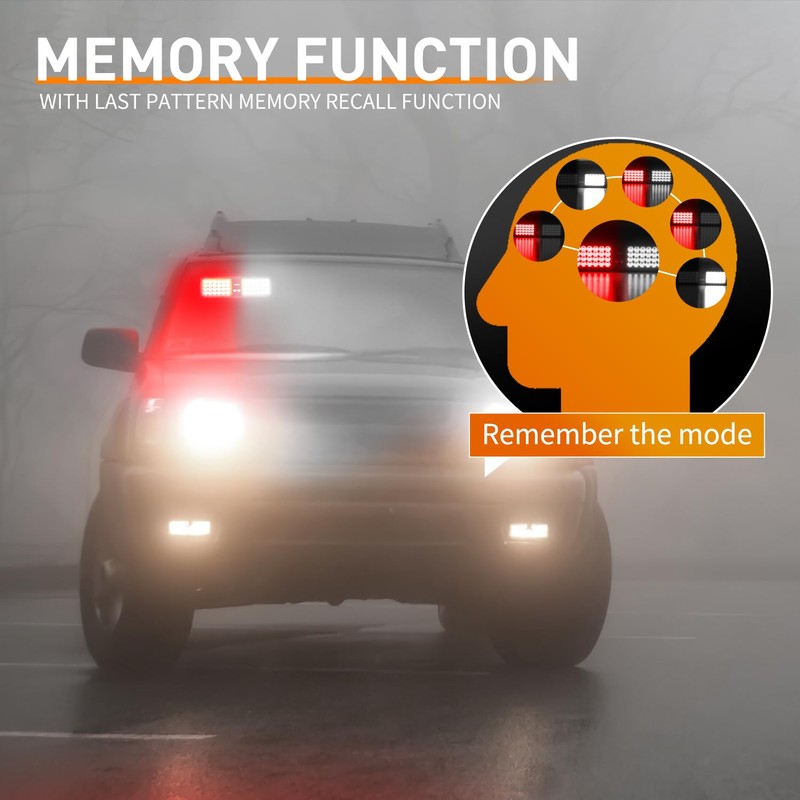 Nilight Red White 48LED Visor Strobe Lights Interior Windshield Emergency
