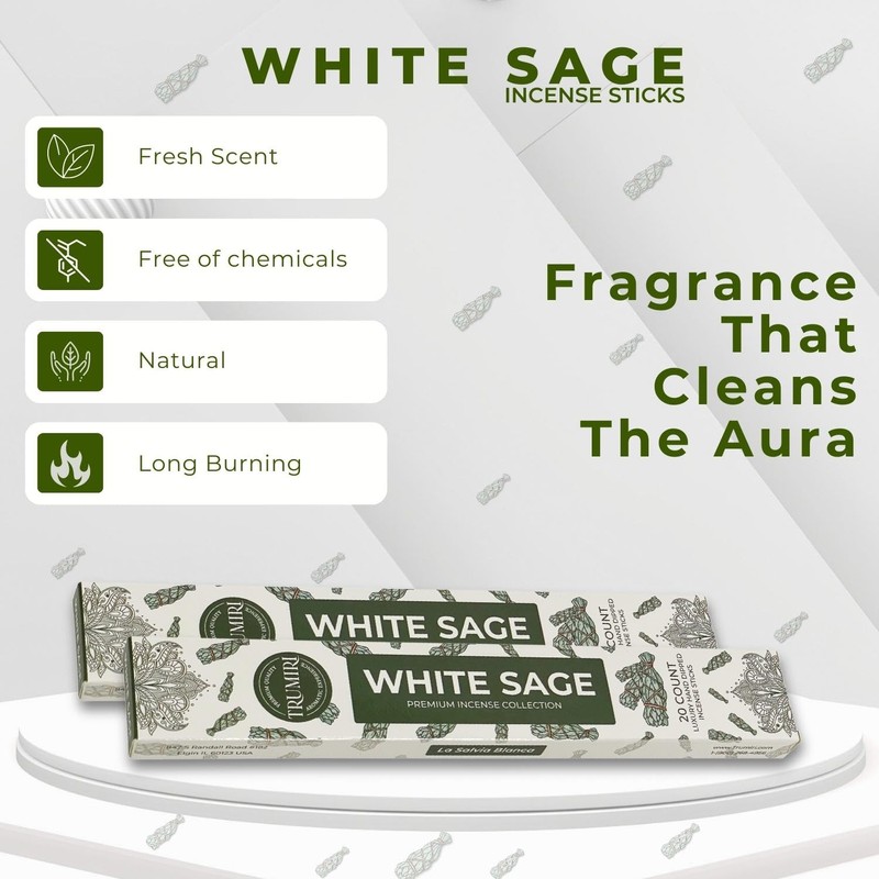 White Sage Incense Sticks for Cleansing - Total 40 Insence-Sticks